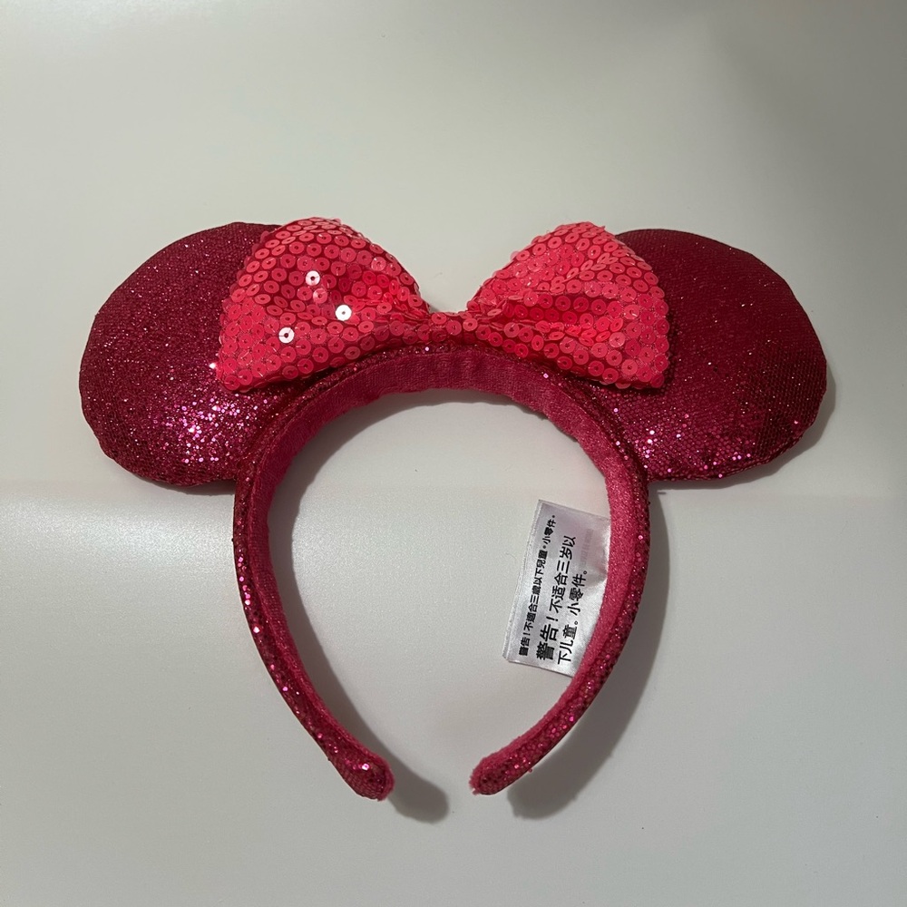 Disney Hot Pink Sequin Minnie Ears Headband